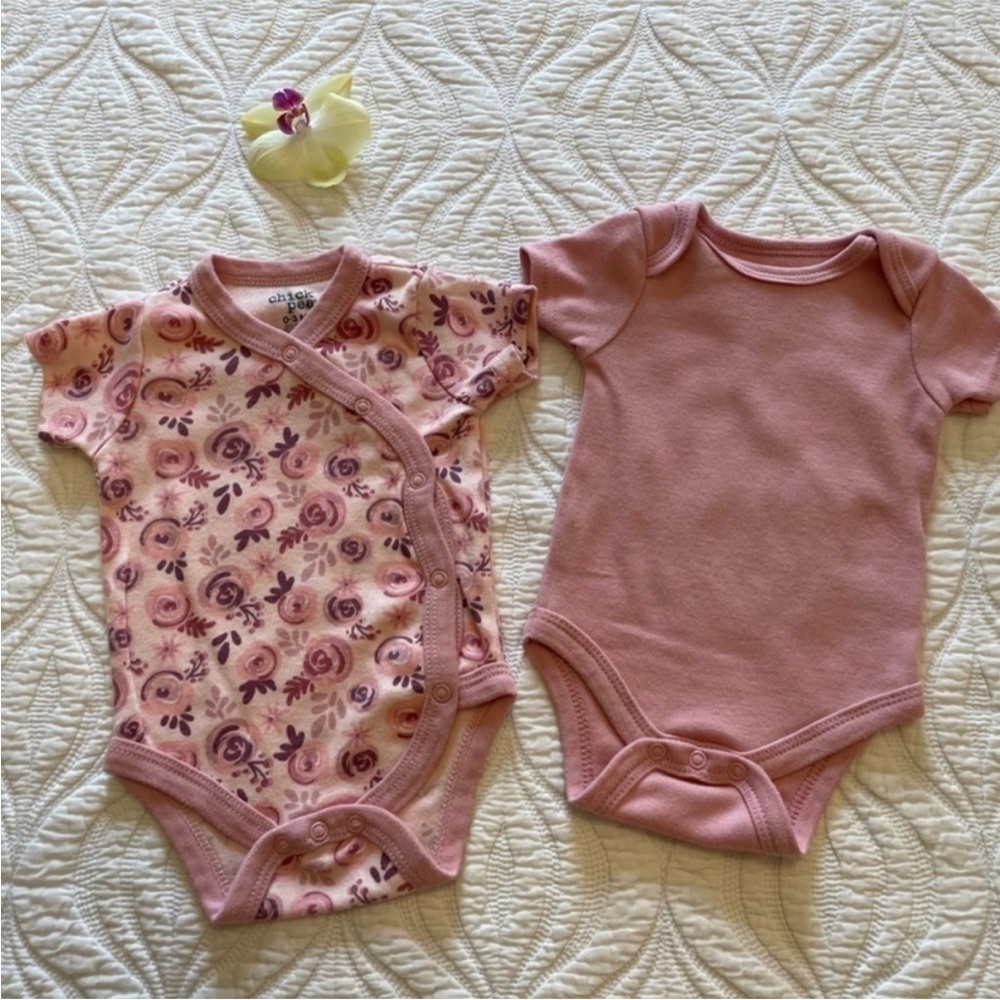 Chic Pink and Floral Bodysuit Duo 0-3 months